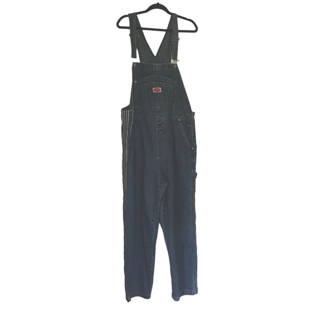 REVOLT Men's Bibs with Blue White Side Stripe  Inseam 28 1/2" Size 22 Adjustable